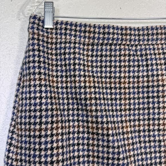 J Crew Skirt Womens 14 Houndstooth Wool Ruffle Hem Pockets Preppy Mini Academia - Picture 4 of 10